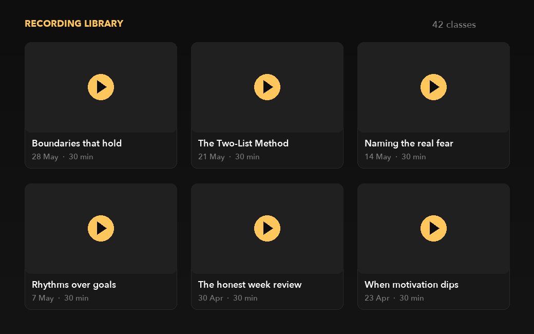 The recordings library, growing every week.