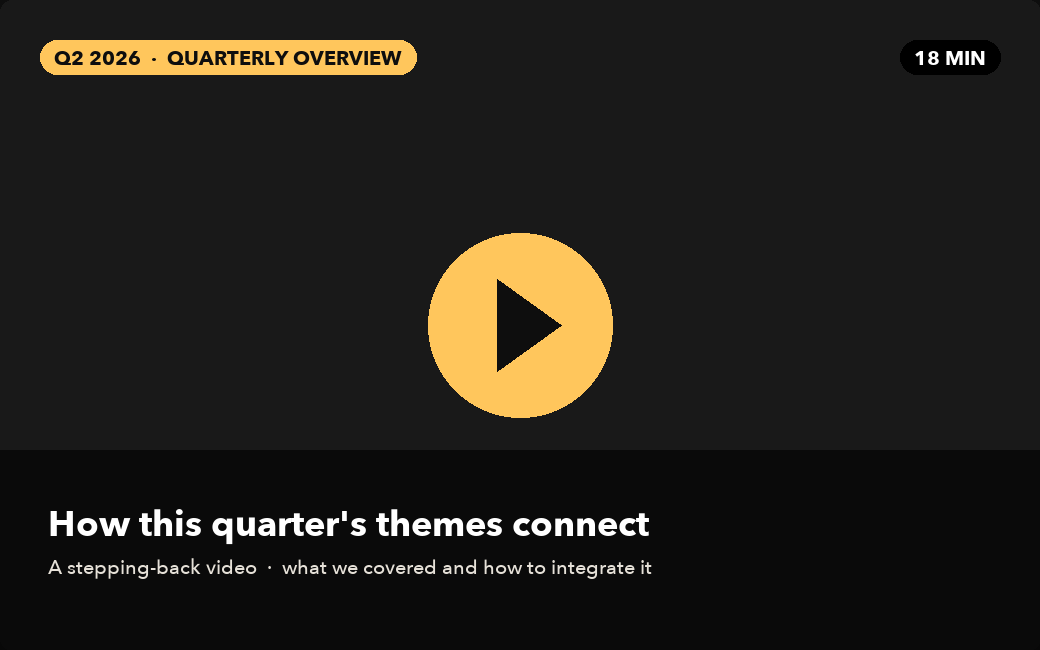 A quarterly overview video summarising how the quarter's themes connect.